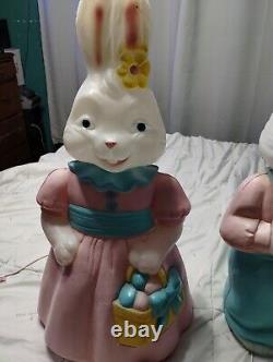 Vintage Mr. & Mrs. Easter Bunny Blow Mold Set 25