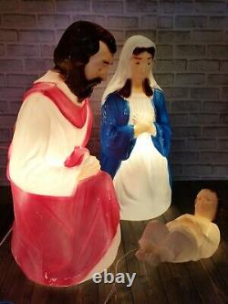 Vintage NATIVITY SET Mary Joseph Baby Jesus Lighted Christmas Blow Mold 26