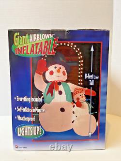 Vintage New Gemmy 8 Foot 2 Snowman Christmas Holiday Airblown Outdoor Inflatable