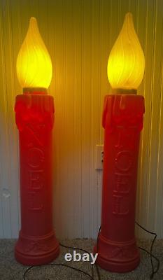 Vintage Noel Christmas Candles Outdoor Decor Blow Mold Plastic FAST SHIP