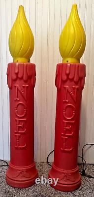 Vintage Noel Christmas Candles Outdoor Decor Blow Mold Plastic FAST SHIP