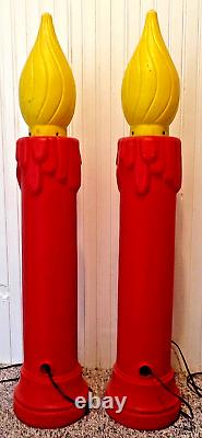 Vintage Noel Christmas Candles Outdoor Decor Blow Mold Plastic FAST SHIP