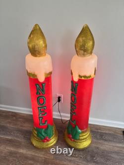 Vintage Noel Gemmy Christmas Candle Blow Mold 43 Tall Lighted Decor set Of 2 Vintage Noel Gemmy Christmas Candle Blow Mold 43 Tall Lighted Decor set Of 2