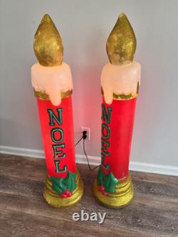 Vintage Noel Gemmy Christmas Candle Blow Mold 43 Tall Lighted Decor set Of 2 Vintage Noel Gemmy Christmas Candle Blow Mold 43 Tall Lighted Decor set Of 2