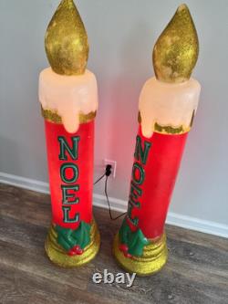 Vintage Noel Gemmy Christmas Candle Blow Mold 43 Tall Lighted Decor set Of 2 Vintage Noel Gemmy Christmas Candle Blow Mold 43 Tall Lighted Decor set Of 2