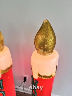 Vintage Noel Gemmy Christmas Candle Blow Mold 43 Tall Lighted Decor set Of 2 Vintage Noel Gemmy Christmas Candle Blow Mold 43 Tall Lighted Decor set Of 2