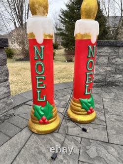 Vintage Noel Gemmy Christmas Candle Blow Mold 43 Tall Lighted Decor set Of 2 Vintage Noel Gemmy Christmas Candle Blow Mold 43 Tall Lighted Decor set Of 2