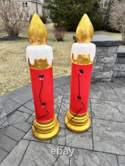 Vintage Noel Gemmy Christmas Candle Blow Mold 43 Tall Lighted Decor set Of 2 Vintage Noel Gemmy Christmas Candle Blow Mold 43 Tall Lighted Decor set Of 2