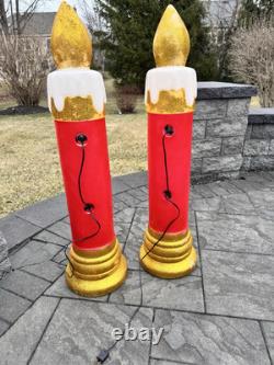 Vintage Noel Gemmy Christmas Candle Blow Mold 43 Tall Lighted Decor set Of 2 Vintage Noel Gemmy Christmas Candle Blow Mold 43 Tall Lighted Decor set Of 2