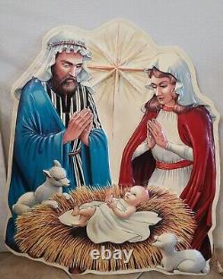 Vintage Noma Decor Lite Christmas Nativity Plastic Celluloid Blow Mold Light Up