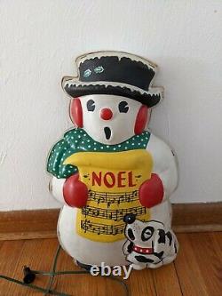 Vintage Noma Decor Lites Christmas Snowman Plastic Celluloid Blow Mold Light 19