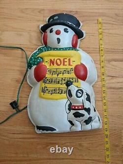 Vintage Noma Decor Lites Christmas Snowman Plastic Celluloid Blow Mold Light 19