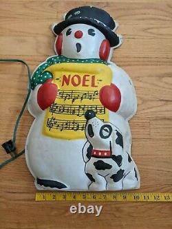 Vintage Noma Decor Lites Christmas Snowman Plastic Celluloid Blow Mold Light 19