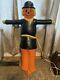 Vintage Orange Standing Scarecrow With Scarf Lighted Halloween Blow Mold 35 Rare