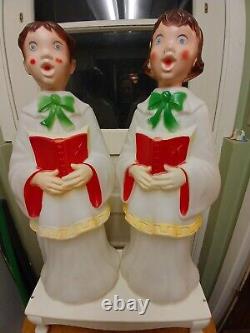 Vintage PAIR EMPIRE CHRISTMAS HOLIDAY BLOW MOLDS 30 Choir Boy Girl Carolers