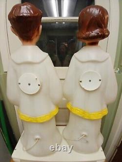 Vintage PAIR EMPIRE CHRISTMAS HOLIDAY BLOW MOLDS 30 Choir Boy Girl Carolers