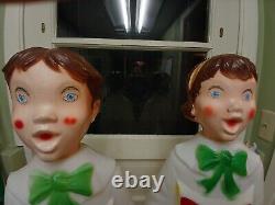 Vintage PAIR EMPIRE CHRISTMAS HOLIDAY BLOW MOLDS 30 Choir Boy Girl Carolers