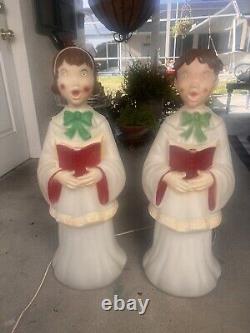 Vintage PAIR EMPIRE CHRISTMAS HOLIDAY BLOW MOLDS 30 Choir Boy and Girl Carolers