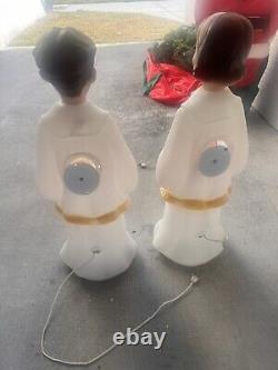 Vintage PAIR EMPIRE CHRISTMAS HOLIDAY BLOW MOLDS 30 Choir Boy and Girl Carolers