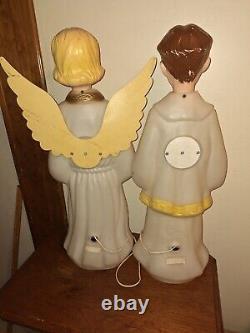 Vintage PAIR EMPIRE CHRISTMAS HOLIDAY BLOW MOLDS 30 Choir Boy and Girl Carolers