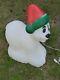 Vintage Polar Bear Santa Hat Christmas Lighted Blow Mold Decoration As Is
