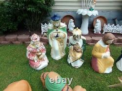 Vintage Poloron Blowmold Nativity Set Christmas Yard