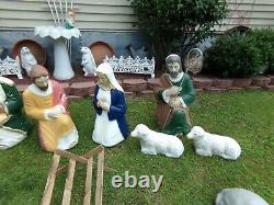 Vintage Poloron Blowmold Nativity Set Christmas Yard