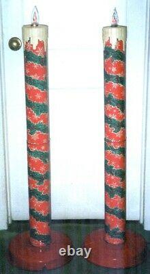 Vintage Poloron Giant Holiday Christmas Tin Litho Candles 44 Tall with Box #462