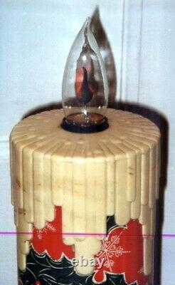 Vintage Poloron Giant Holiday Christmas Tin Litho Candles 44 Tall with Box #462