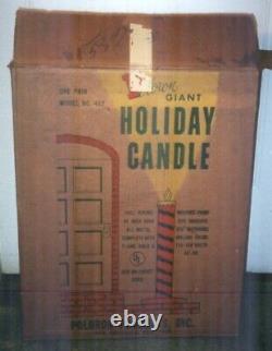 Vintage Poloron Giant Holiday Christmas Tin Litho Candles 44 Tall with Box #462