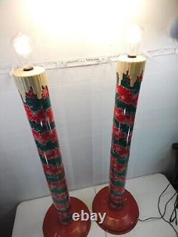 Vintage Poloron Giant Metal Candles 1960s Lighted Outdoor Christmas Decoration