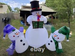 Vintage RARE 8' Snowman Family of 3 Christmas Carols AirBlown Inflatable Gemmy