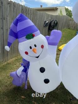 Vintage RARE 8' Snowman Family of 3 Christmas Carols AirBlown Inflatable Gemmy