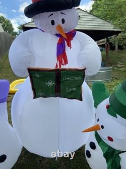 Vintage RARE 8' Snowman Family of 3 Christmas Carols AirBlown Inflatable Gemmy