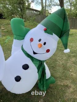 Vintage RARE 8' Snowman Family of 3 Christmas Carols AirBlown Inflatable Gemmy