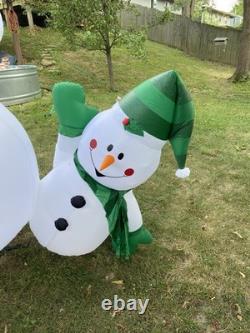 Vintage RARE 8' Snowman Family of 3 Christmas Carols AirBlown Inflatable Gemmy
