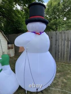 Vintage RARE 8' Snowman Family of 3 Christmas Carols AirBlown Inflatable Gemmy