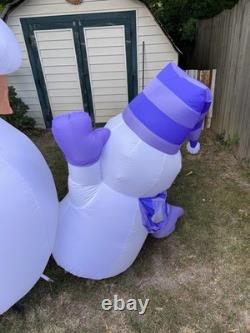Vintage RARE 8' Snowman Family of 3 Christmas Carols AirBlown Inflatable Gemmy
