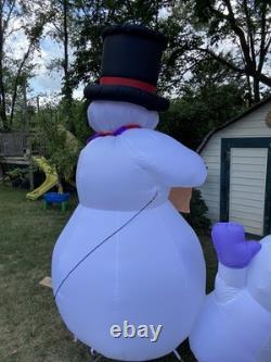 Vintage RARE 8' Snowman Family of 3 Christmas Carols AirBlown Inflatable Gemmy