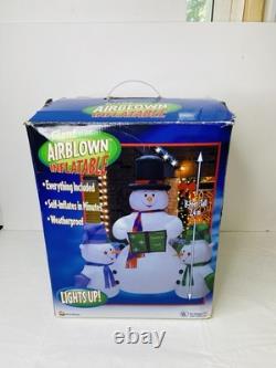 Vintage RARE 8' Snowman Family of 3 Christmas Carols AirBlown Inflatable Gemmy