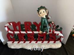 Vintage RARE Commercial Grade Merry Christmas Elf Resin Fiberglass CHRISTMAS