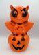 Vintage Rare Halloween Owl On Pumpkin Jack-o-lantern Jol Tabletop Blow Mold