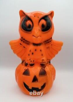 Vintage RARE Halloween Owl on Pumpkin Jack-o-Lantern JOL Tabletop Blow Mold