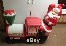 Vintage Rare Empire Plastic Santa RR Train Christmas Large Blow Mold NICE