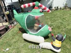Vintage Rare Gemmy Airblown Inflatable Santa & Helicopter Reindeer Penguin Gifts