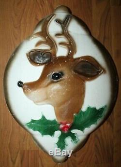 Vintage Reindeer Ornament Lighted Wall Mount Blow Mold Decor 20 Rare