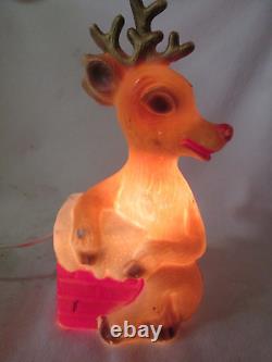 Vintage Rudolph Red Nose Reindeer plastic blow mold Christmas decoration 14