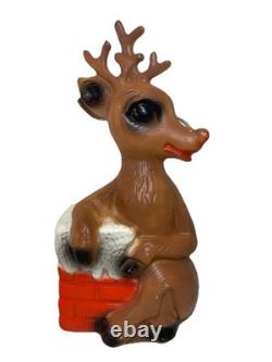 Vintage Rudolph Red Nose Reindeer plastic blow mold Christmas decoration 14