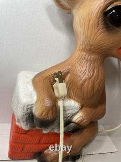 Vintage Rudolph Red Nose Reindeer plastic blow mold Christmas decoration 14