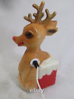 Vintage Rudolph Red Nose Reindeer plastic blow mold Christmas decoration 14